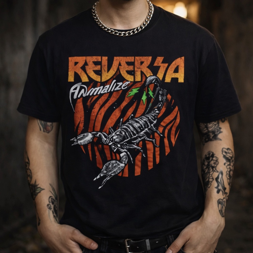 Reversa Black Animalize‎ Scorpion Graphic Tee Goth Grunge Unisex L